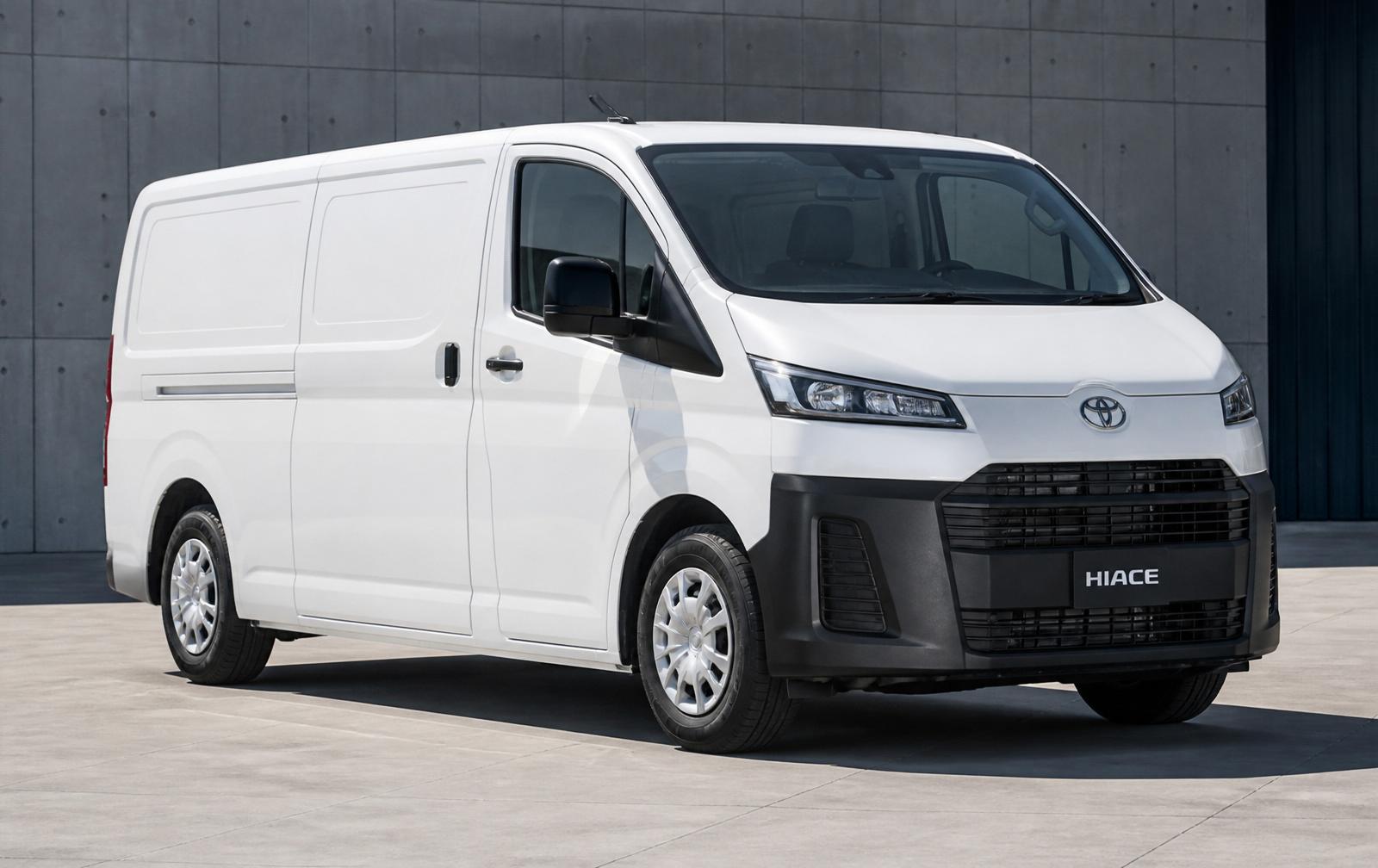 Van hire and van rental — white Toyota HiAce Van LWB